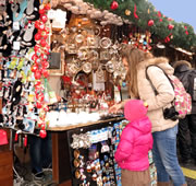 Prague Christmas Market Huts filled with Handicrafts